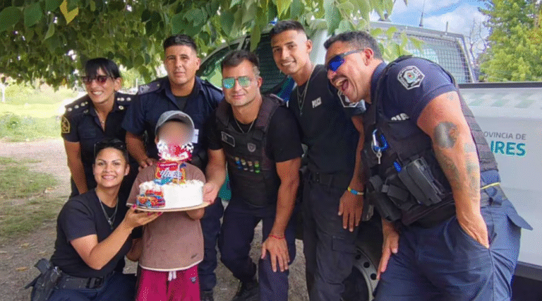 Policías le festejaron el cumpleaños a un nene que pedía plata para comprar comida en el semáforo