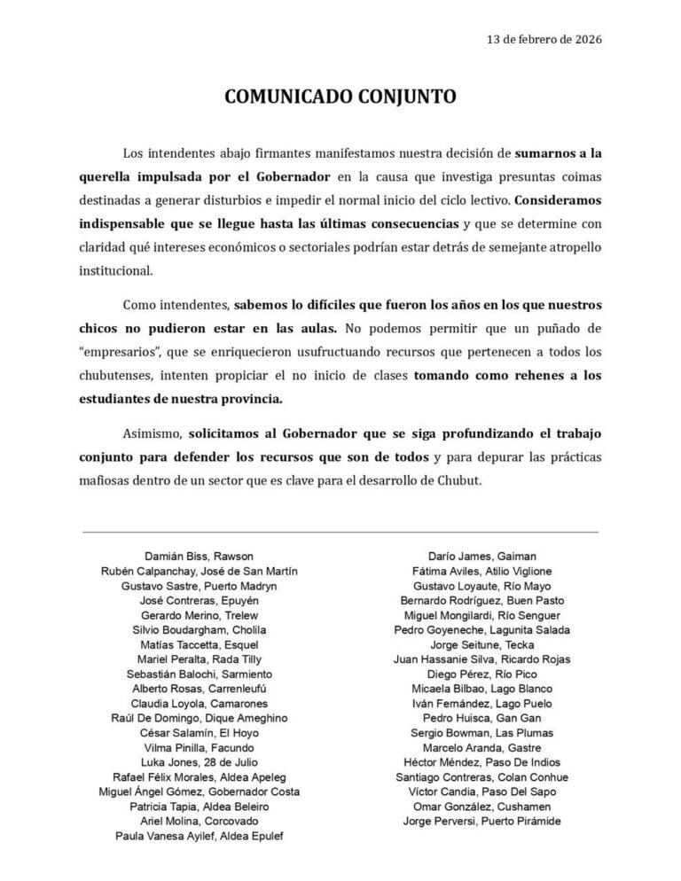 Intendentes se suman a la querella en la investigación por presuntas coimas para impedir el inicio de clases