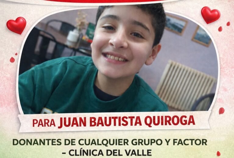 Solicitan 10 dadores de sangre para Juan Bautista, internado en la Clínica Del Valle 