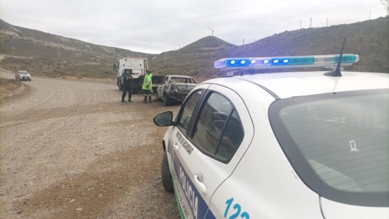 Retiraron un auto incendiado del camino alternativo entre Saavedra y Laprida