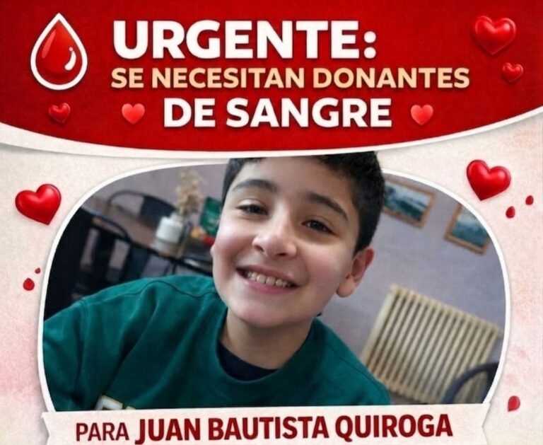 Urgente: solicitan 10 dadores de sangre para el niño Juan Bautista Quiroga 