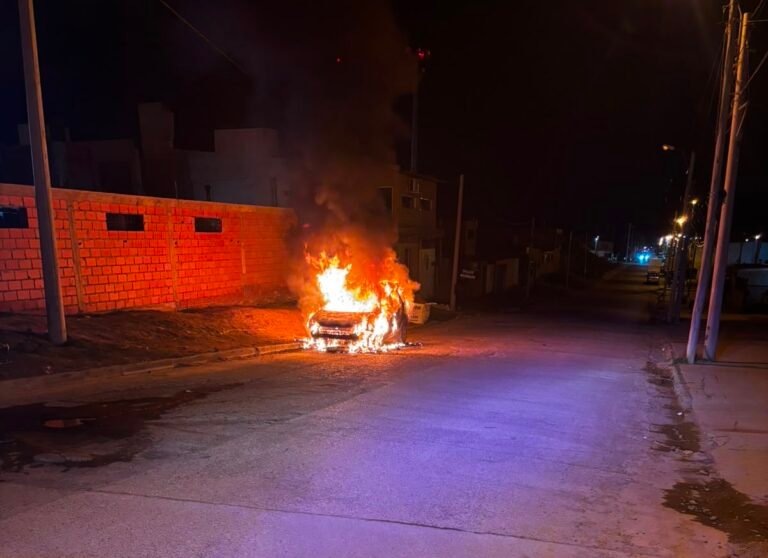Las llamas consumieron por completo un vehículo en el barrio San Cayetano