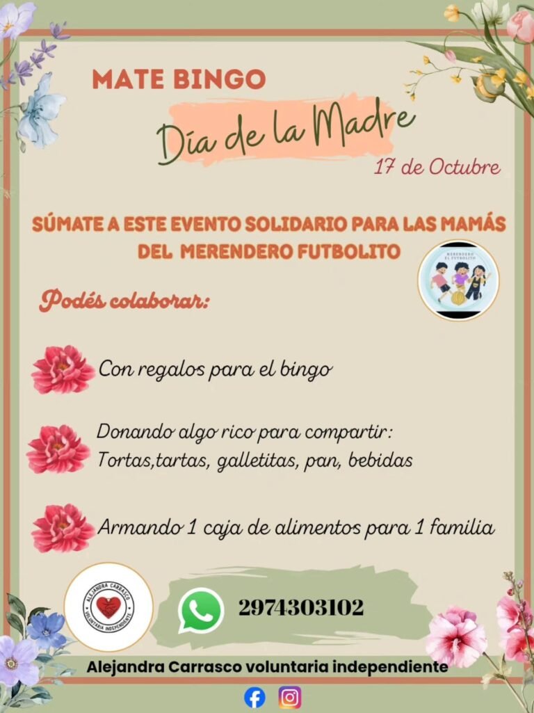 Organizan un Mate Bingo solidario para festejar el Día de la Madre en el barrio Abel Amaya
